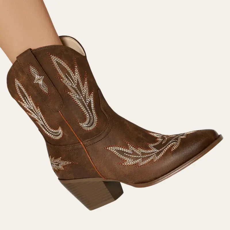 Dames Cowboylaarzen Korte Westernstijl Imitatieleer met Pluchen Voering 1