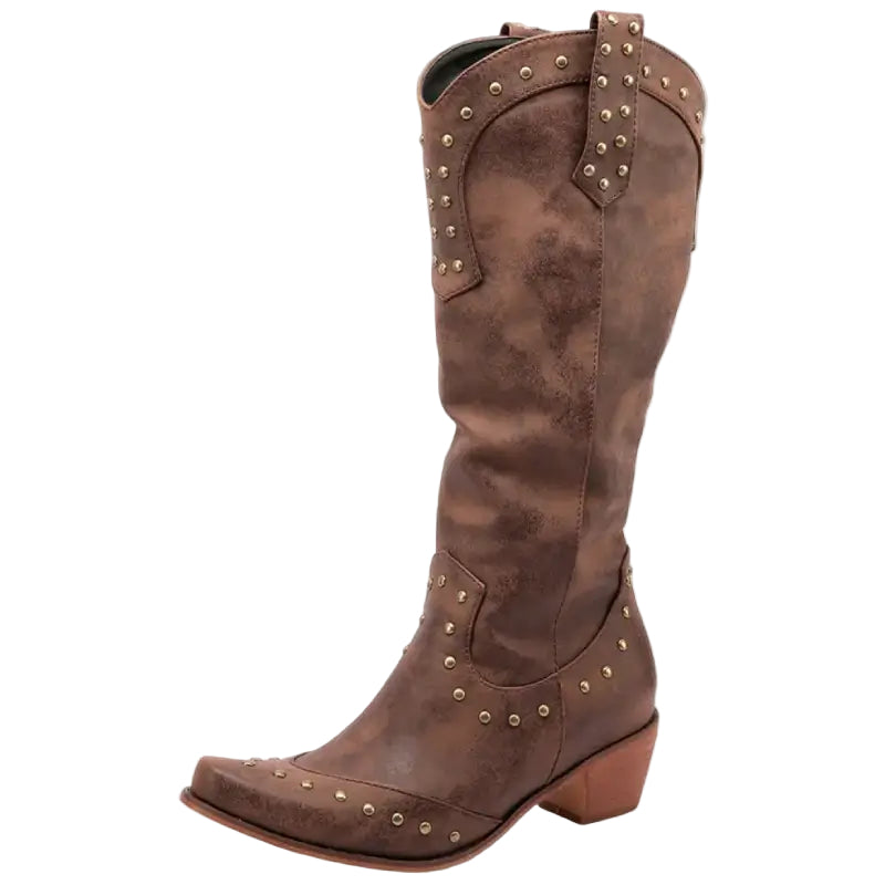 Dames Cowboylaarzen Westernstijl Imitatieleer met Spitse Neuzen en Decoratieve Studs 0