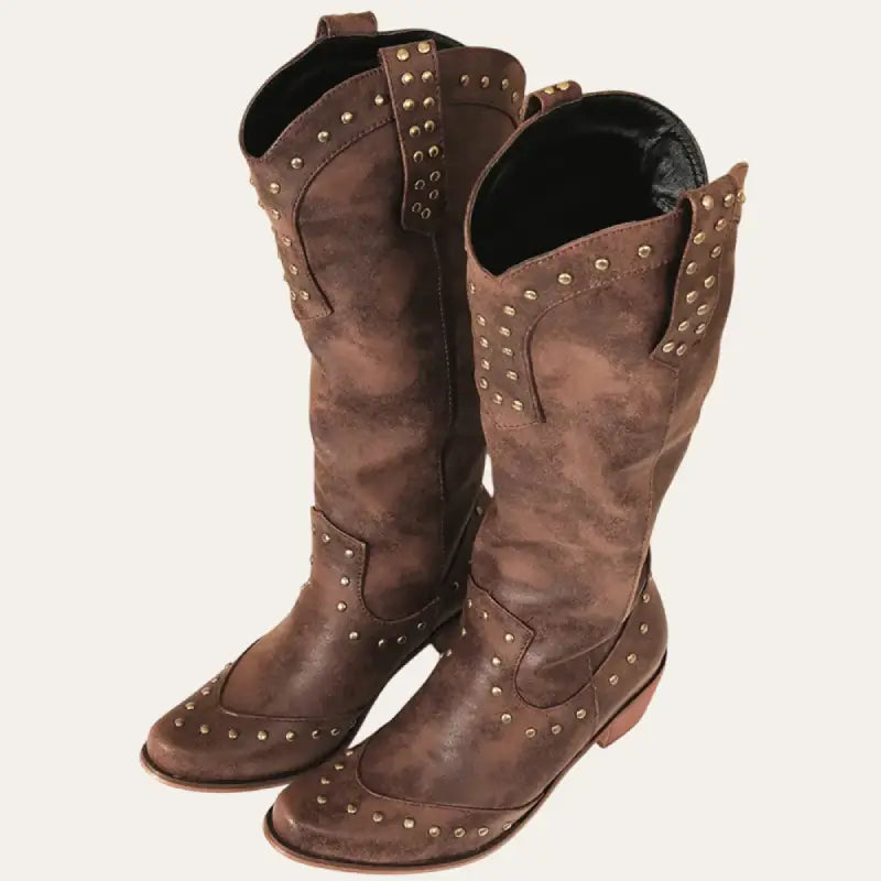Dames Cowboylaarzen Westernstijl Imitatieleer met Spitse Neuzen en Decoratieve Studs 1