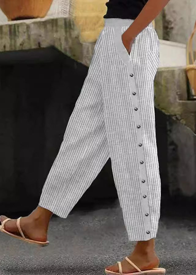 Dames Crop Broek met Gestreepte Ontwerpen 1