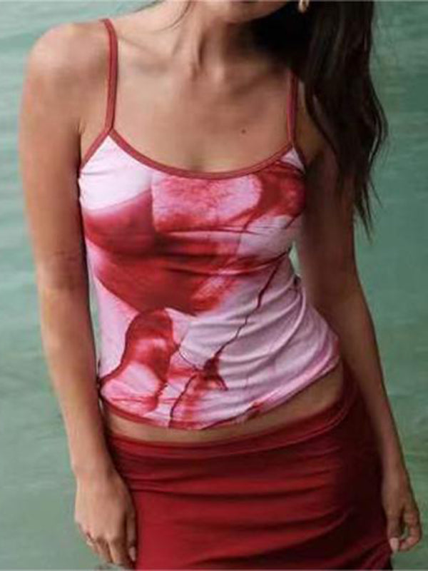 Dames Crop Top Met Bloemenprint en Spaghetti Bandjes 1