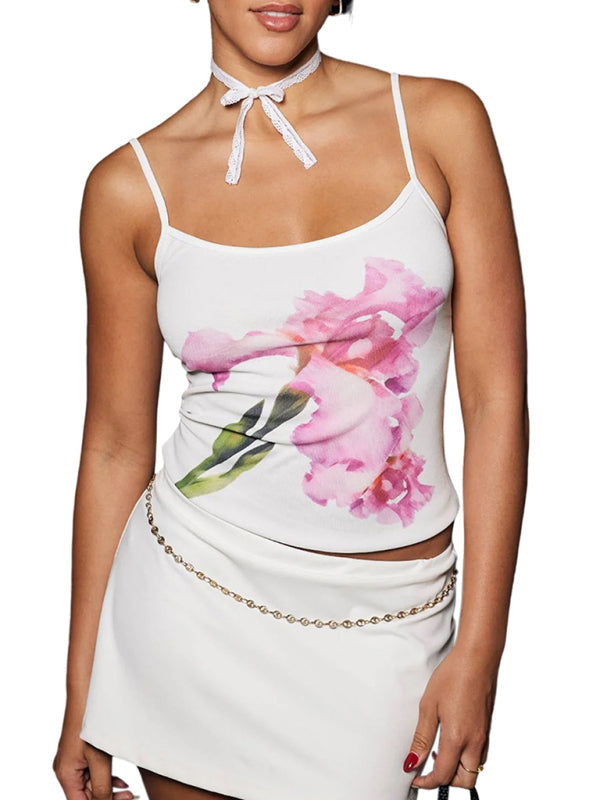 Dames Crop Top Met Bloemenprint en Spaghetti Bandjes 4