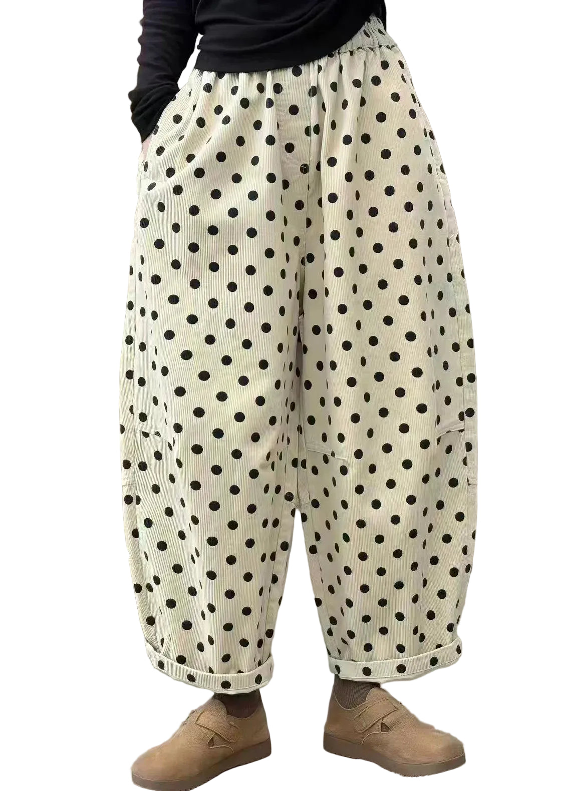 Dames Cropped Broek Corduroy Ballonmodel 0