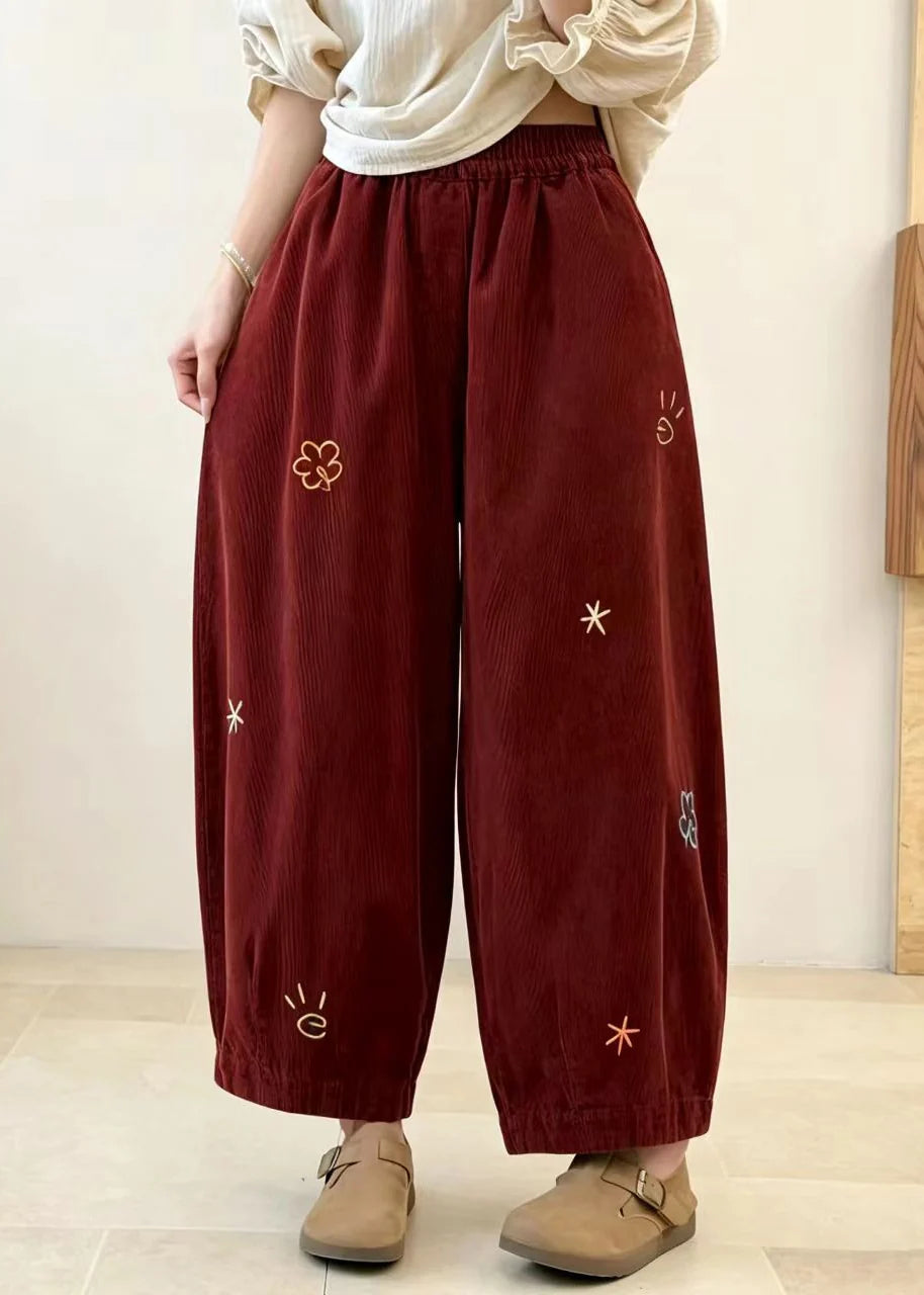 Dames Cropped Broek Corduroy met Ballonprint 1