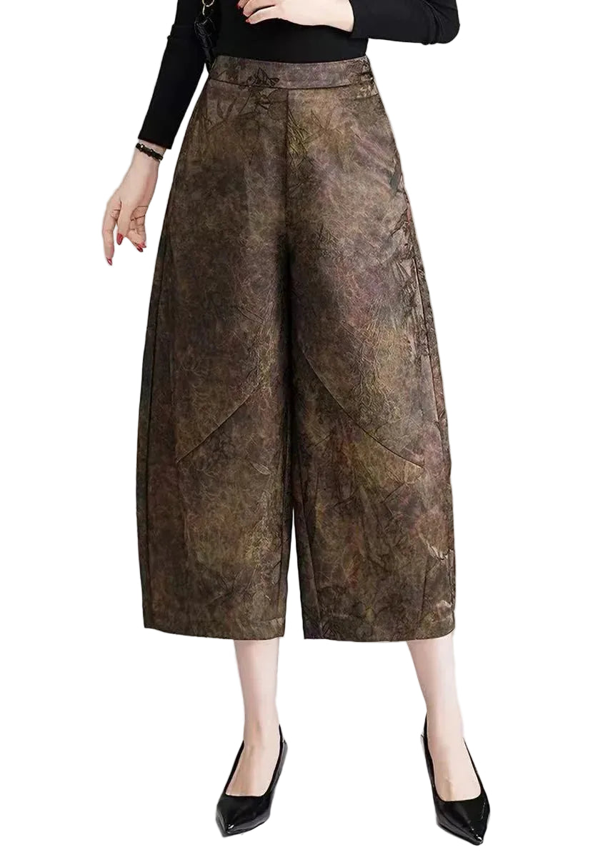 Dames Cropped Broek Hoge Taille Wijde Pijpen Vintage Stijl 0
