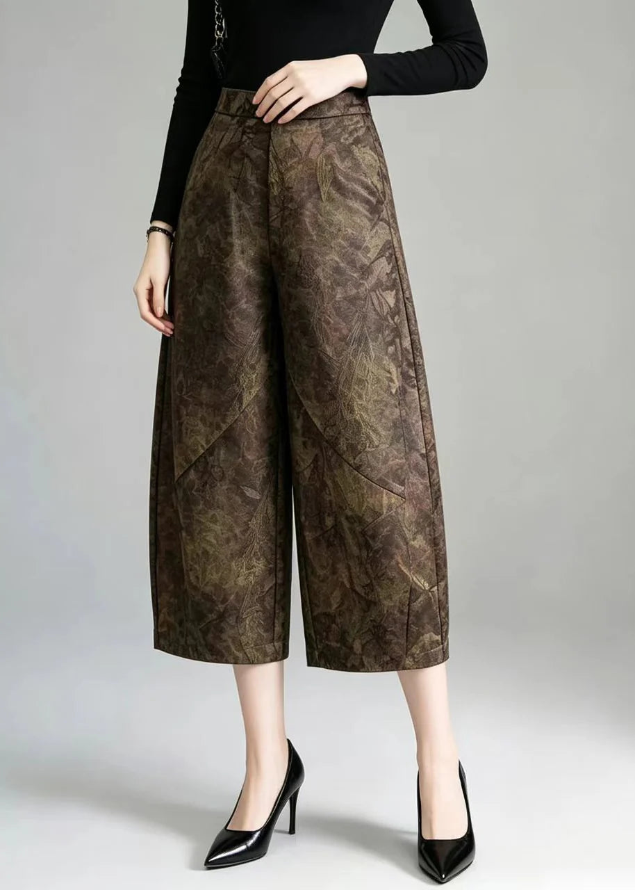 Dames Cropped Broek Hoge Taille Wijde Pijpen Vintage Stijl 1