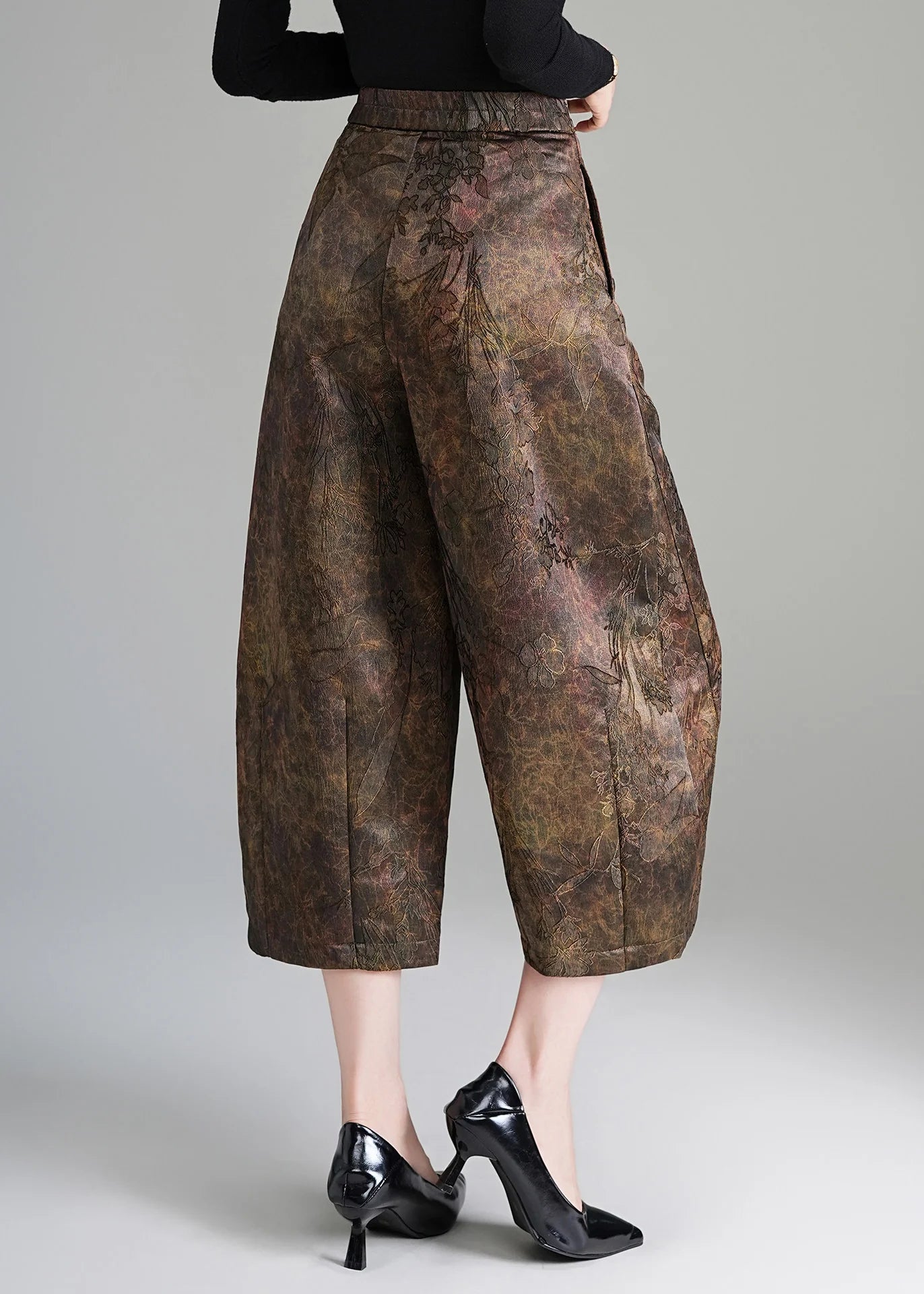 Dames Cropped Broek Hoge Taille Wijde Pijpen Vintage Stijl 4