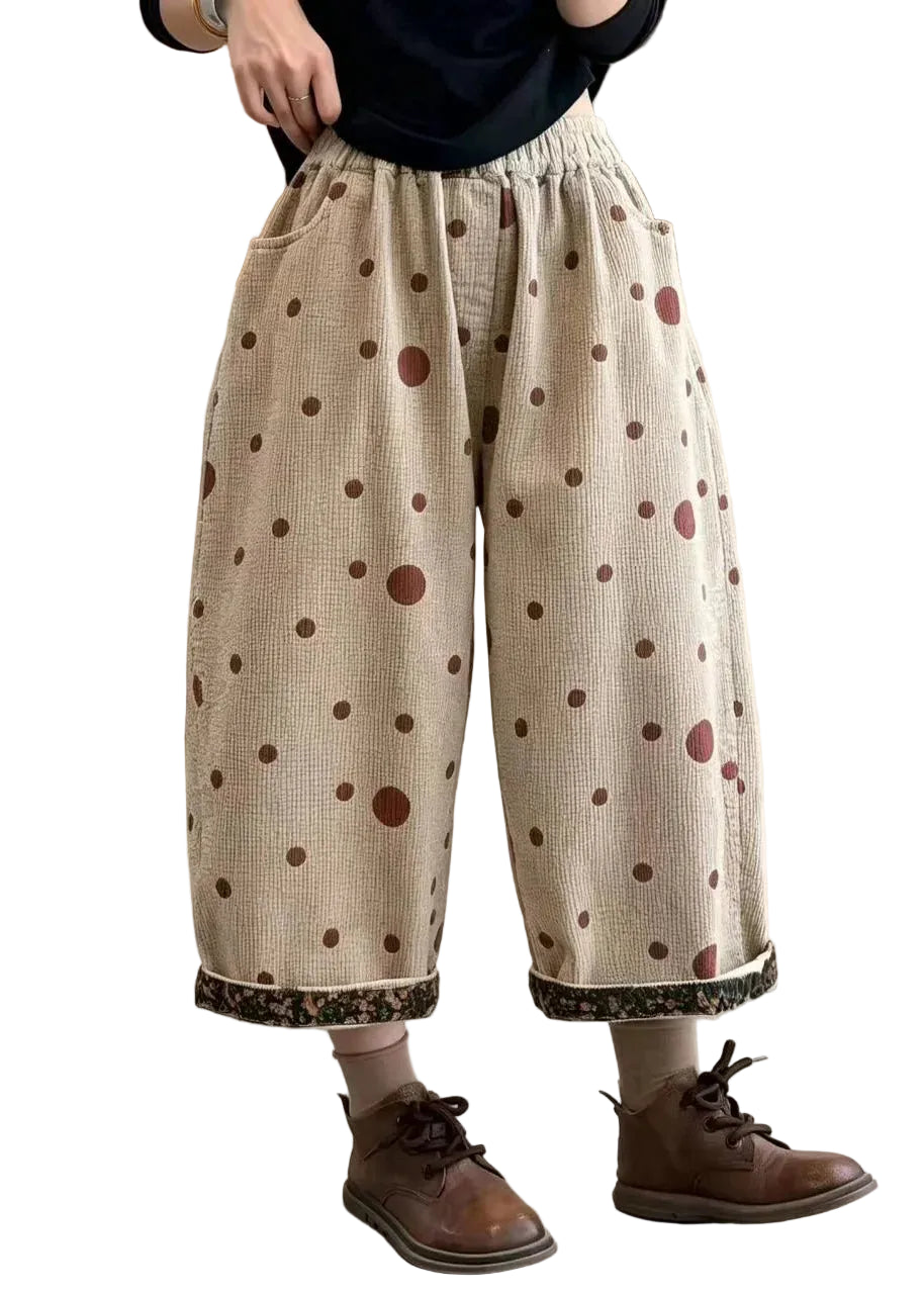 Dames Cropped Broek Met Stippenprint En Omslag 0