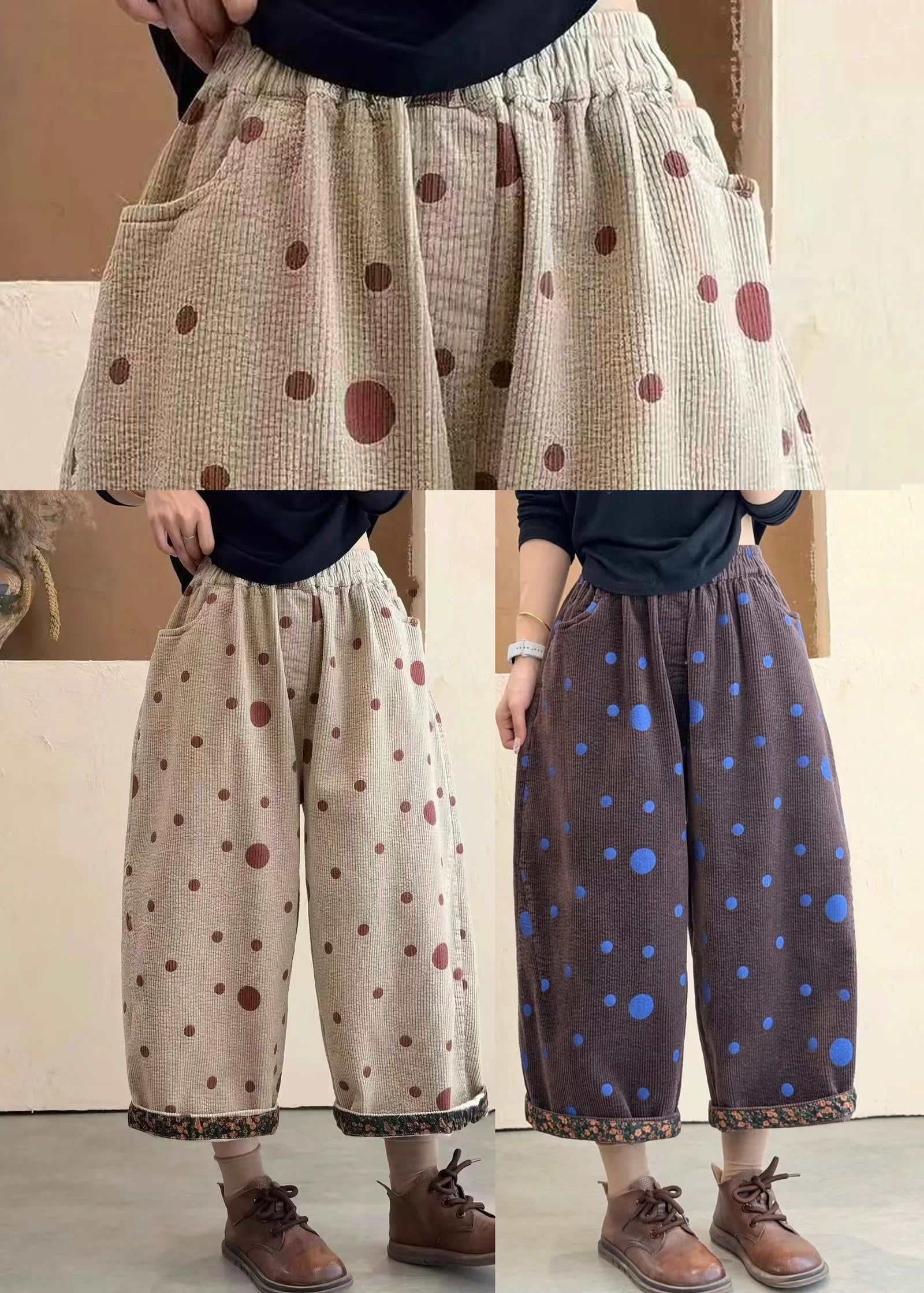 Dames Cropped Broek Met Stippenprint En Omslag 4