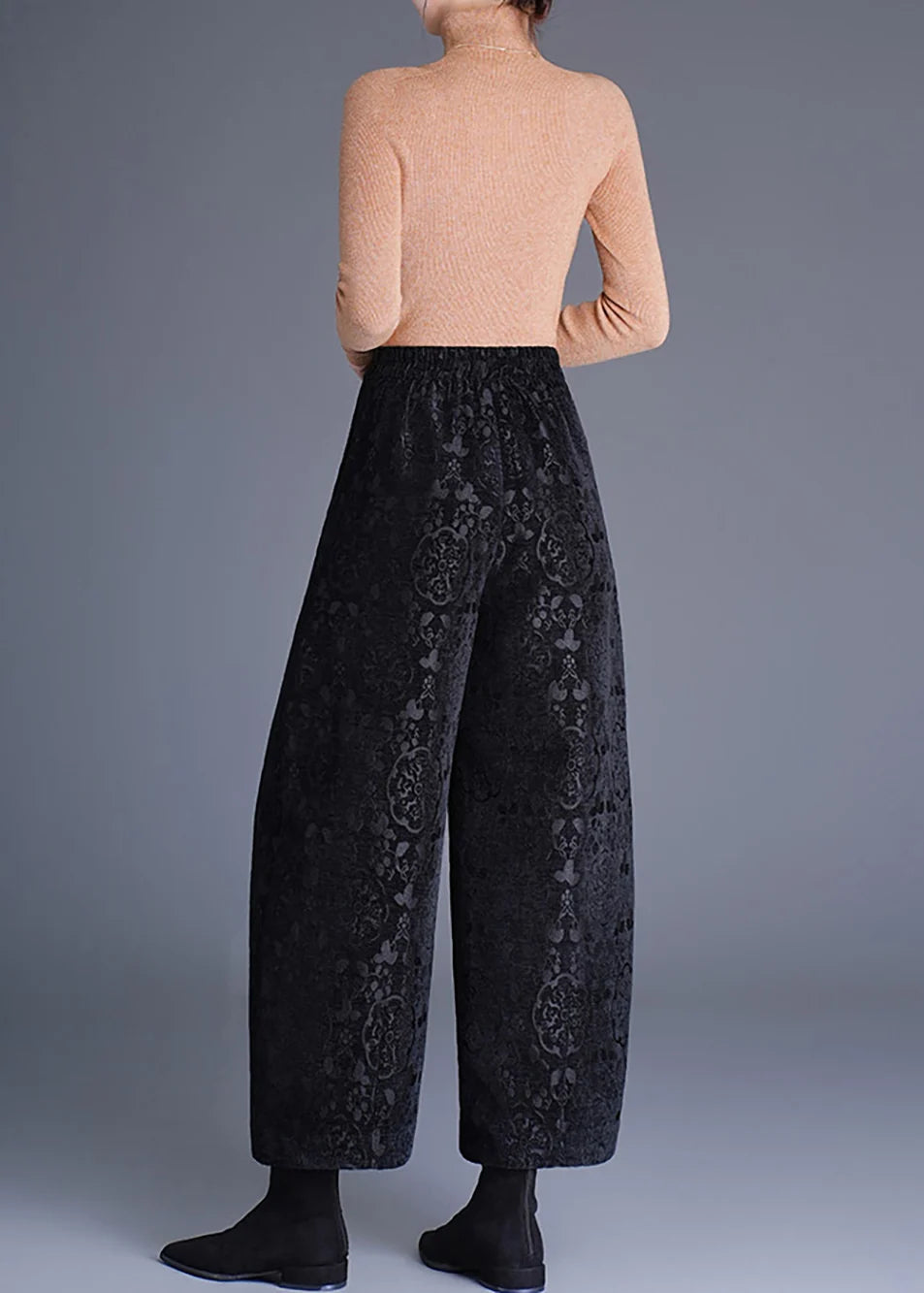 Dames Cropped Broek Wijde Pijpen Hoge Taille 3