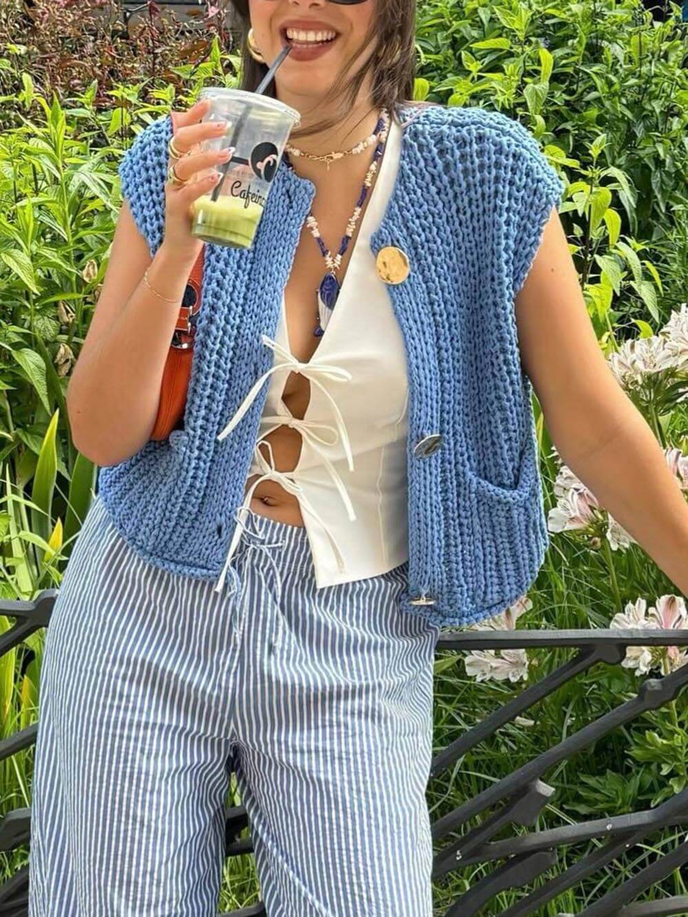 Dames Cropped Gebreid Vest Mouwloos 8