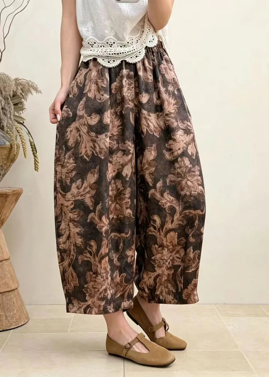 Dames Cropped Harembroek Met Print En Hoge Taille 1