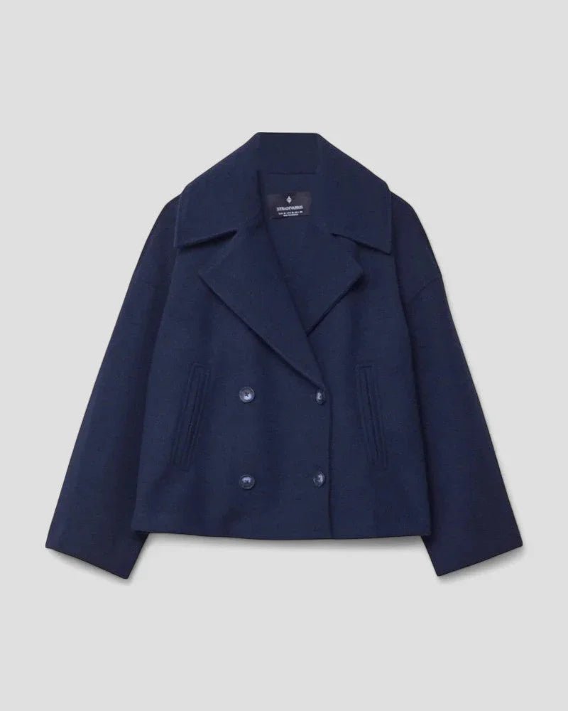 Dames Cropped Peacoat met Dubbele Rij Knopen 5