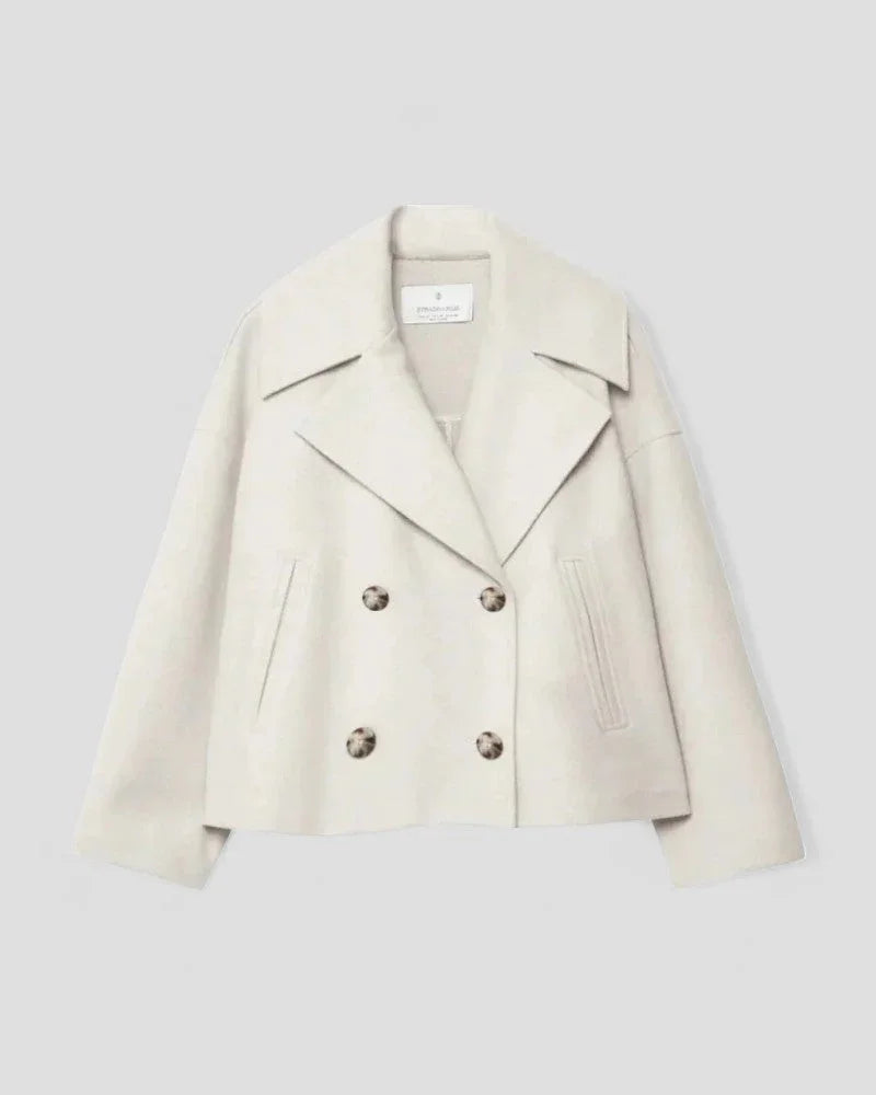 Dames Cropped Peacoat met Dubbele Rij Knopen 6
