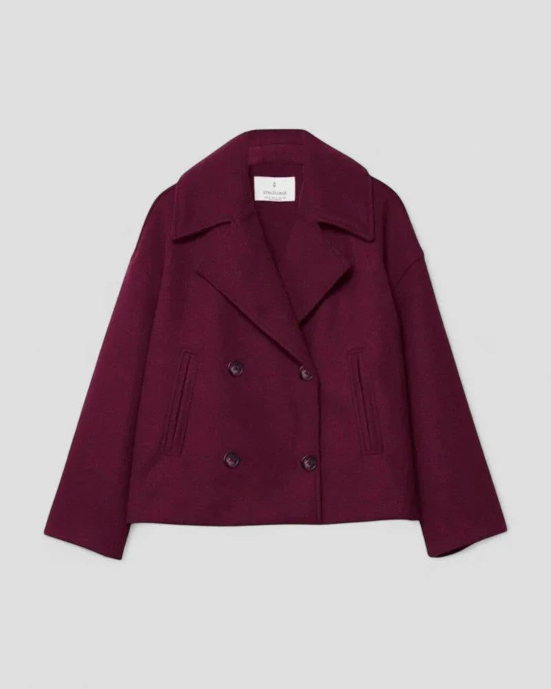 Dames Cropped Peacoat met Dubbele Rij Knopen 7