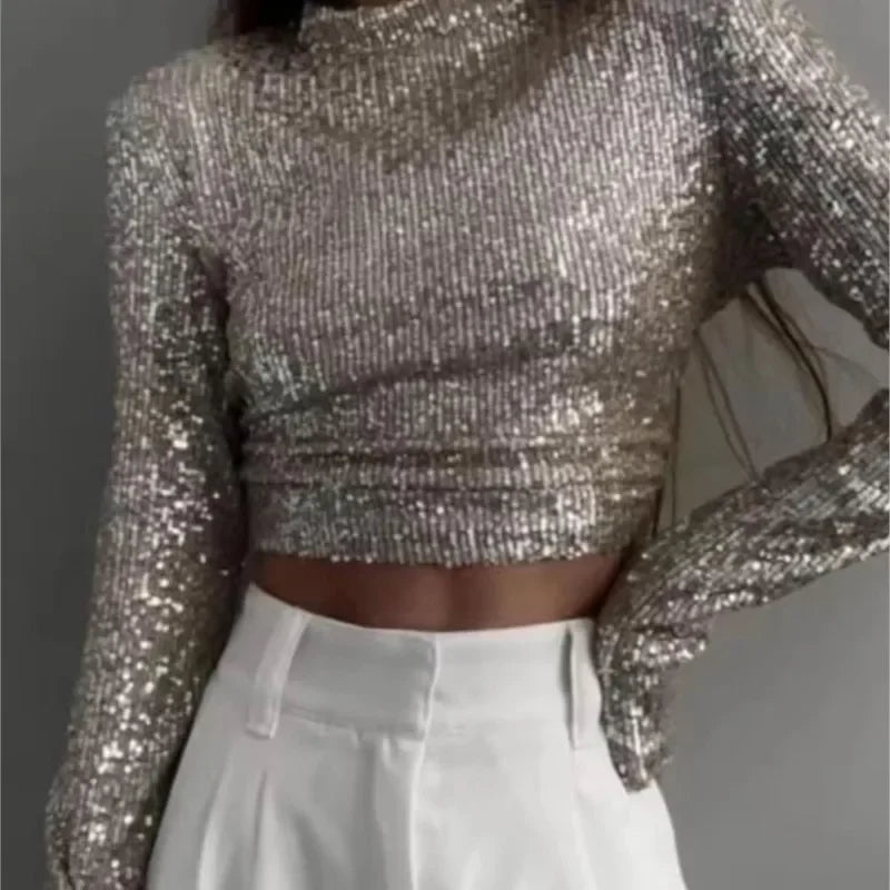 Dames Cropped Top met Pailletten 6