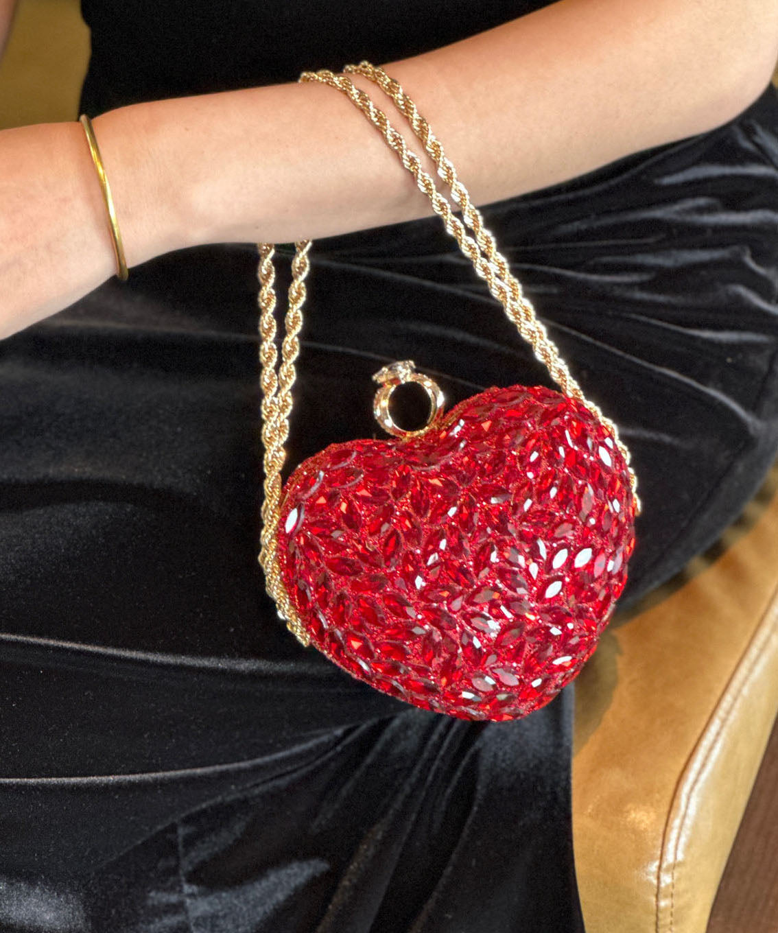 Dames Crossbodytas Hartvormige Ketting Met Diamantaccenten 0