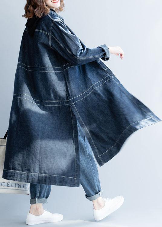Dames Denim Blauw Losse Jas met Open Zijkanten 3
