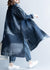 Dames Denim Blauw Losse Jas met Open Zijkanten 3