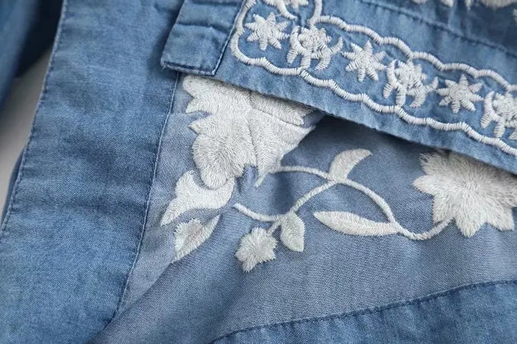 Dames Denim Blouse Boho Stijl 2