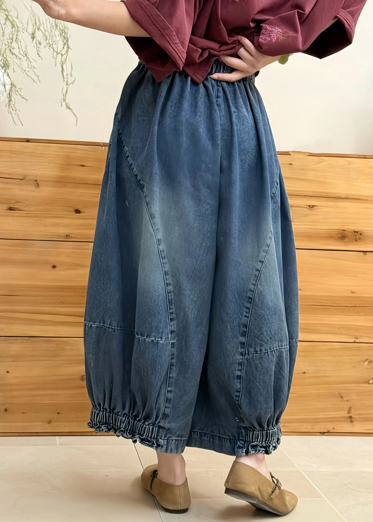 Dames Denim Broek Losvallend Lantaarnmodel 4