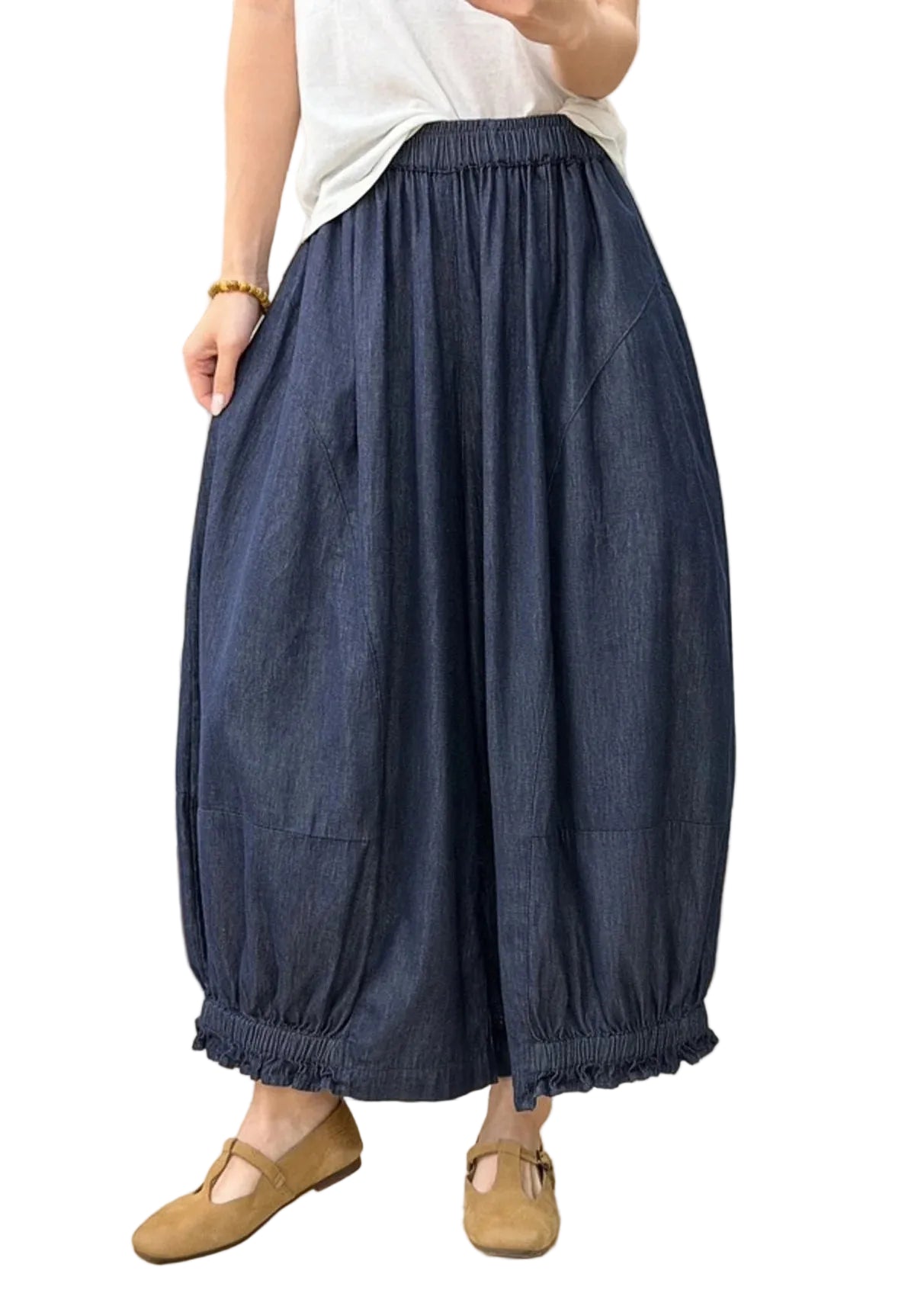 Dames Denim Broek Losvallend Patchwork Wijde Pijpen 0