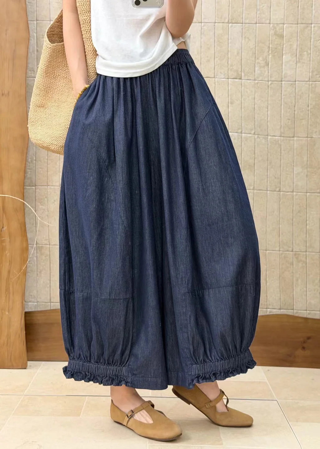 Dames Denim Broek Losvallend Patchwork Wijde Pijpen 1