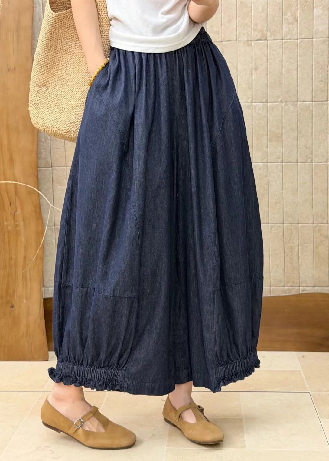 Dames Denim Broek Losvallend Patchwork Wijde Pijpen 2