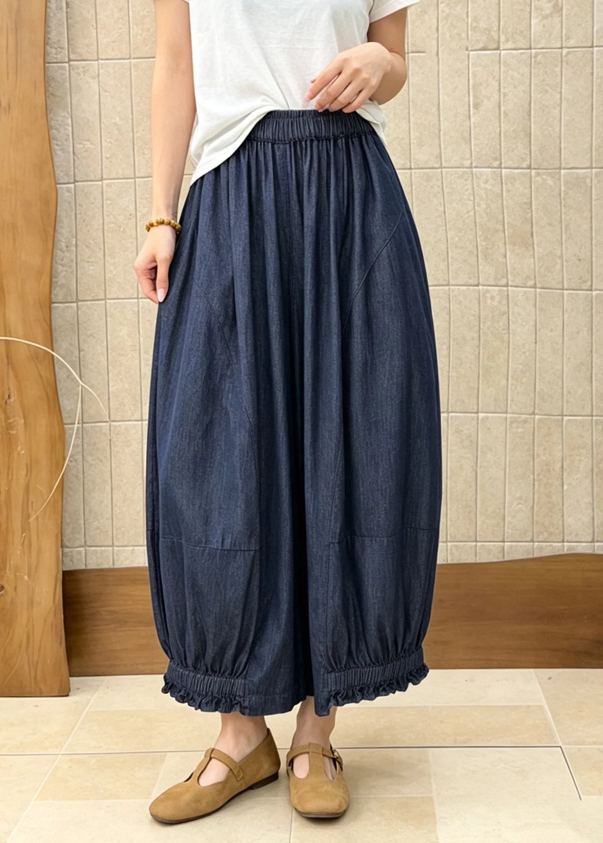 Dames Denim Broek Losvallend Patchwork Wijde Pijpen 4