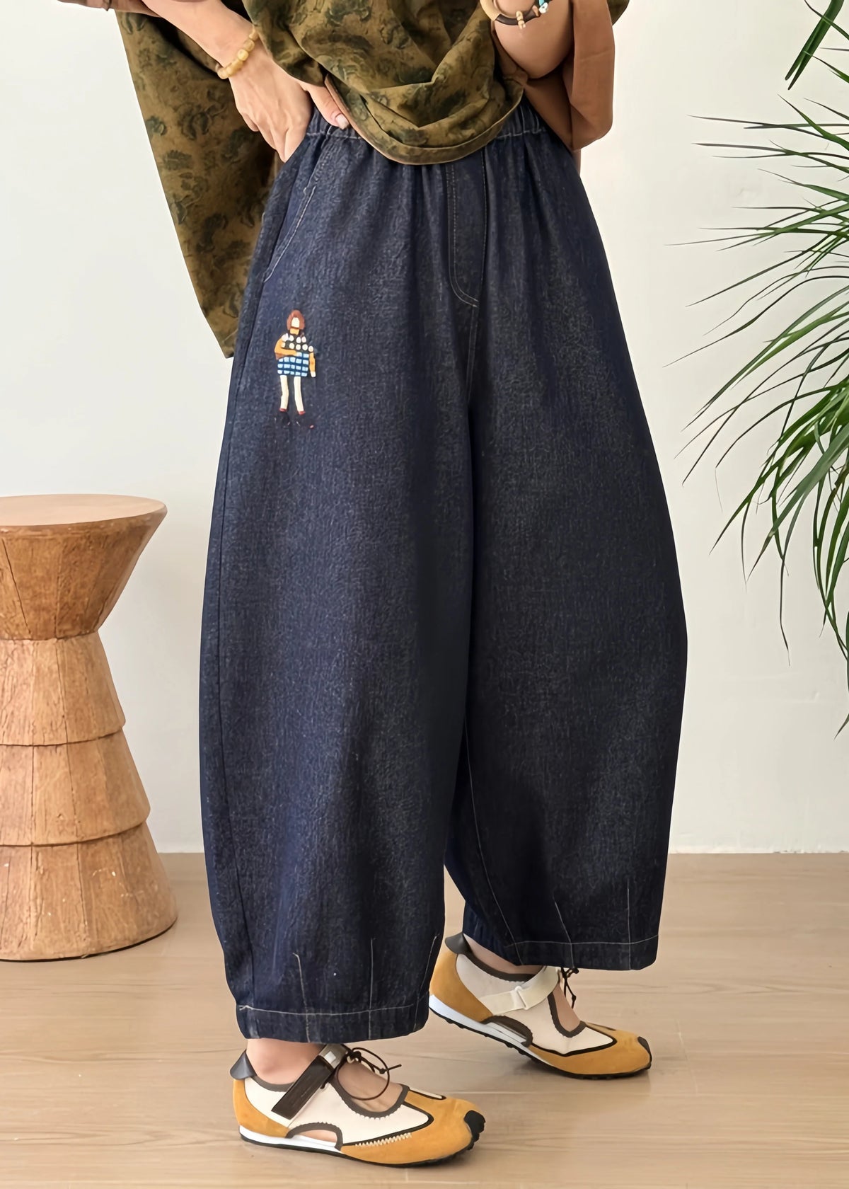 Dames Denim Broek Patchwork Lantaarnmodel 1