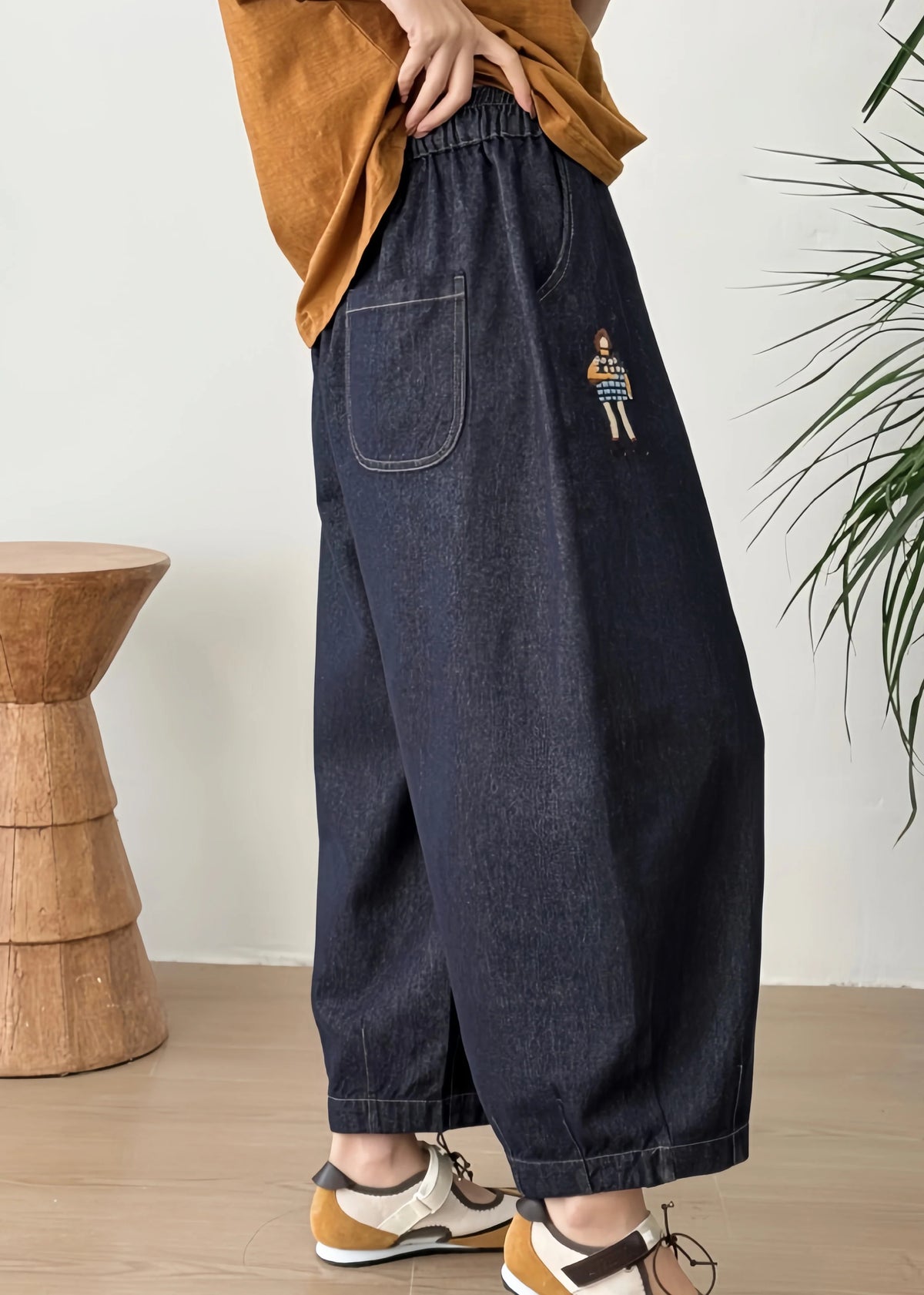 Dames Denim Broek Patchwork Lantaarnmodel 2