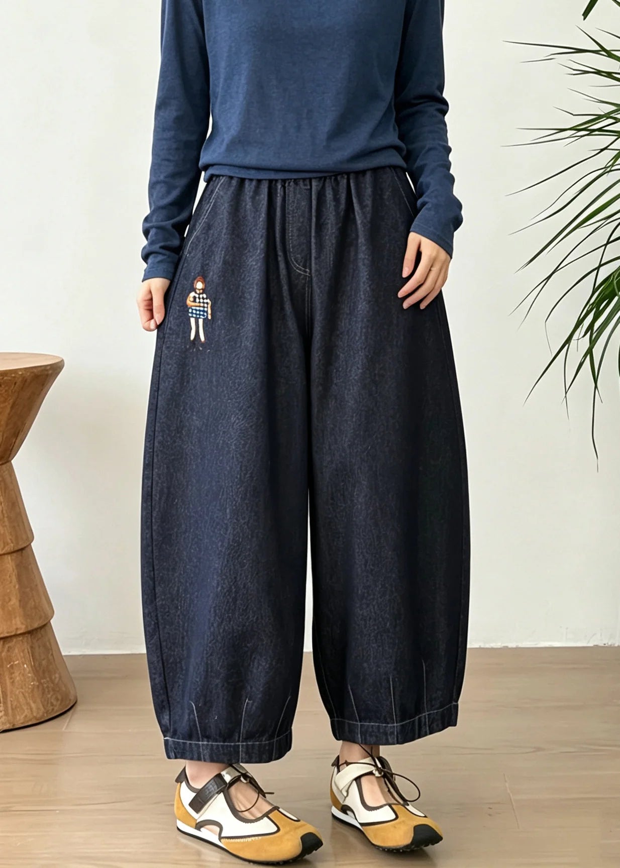 Dames Denim Broek Patchwork Lantaarnmodel 4