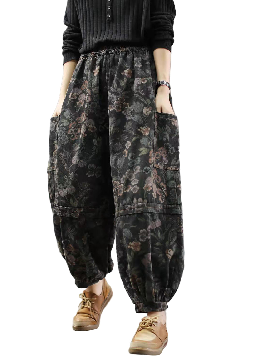 Dames Denim Broek met Print en Lanternstijl 0