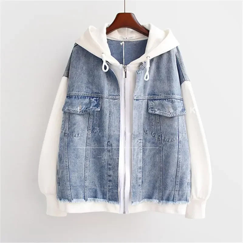 Dames Denim Hoodie Retro Stijl 2