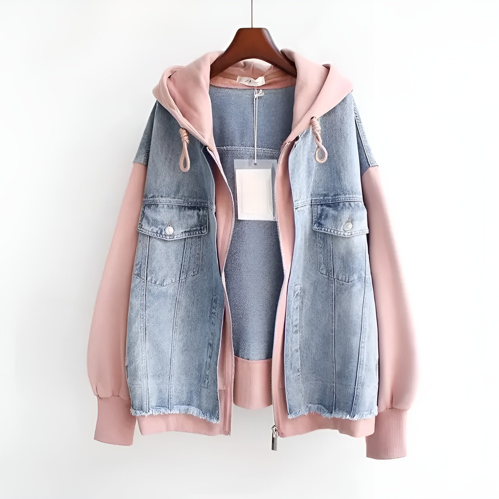 Dames Denim Hoodie Retro Stijl 5