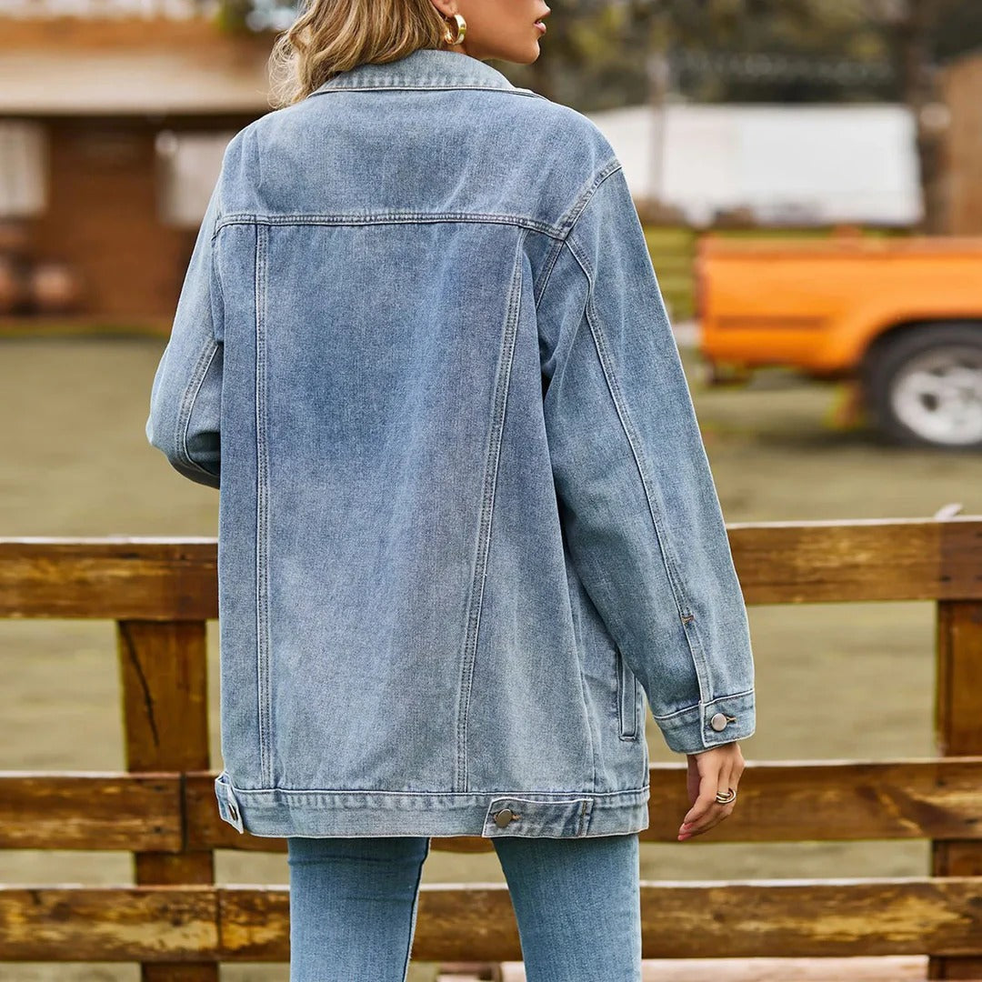Dames Denim Jas Klassiek Stijl 3