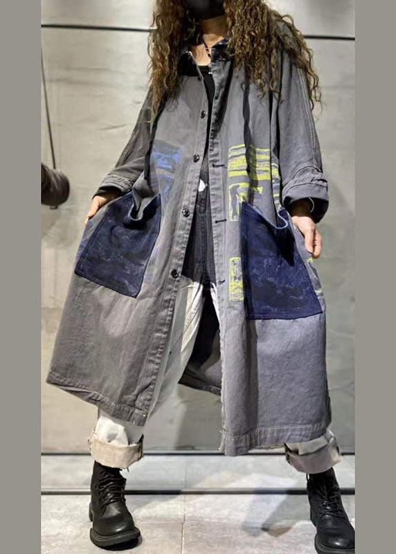 Dames Denim Jas met Lange Mouwen en Knopen 1