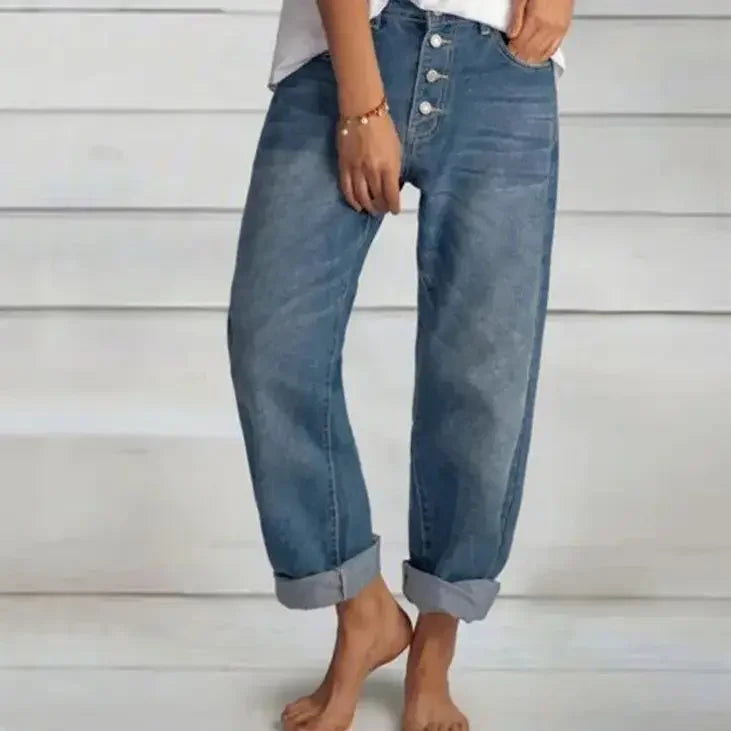 Dames Denim Jeans Hoge Taille Losse Pasvorm 2