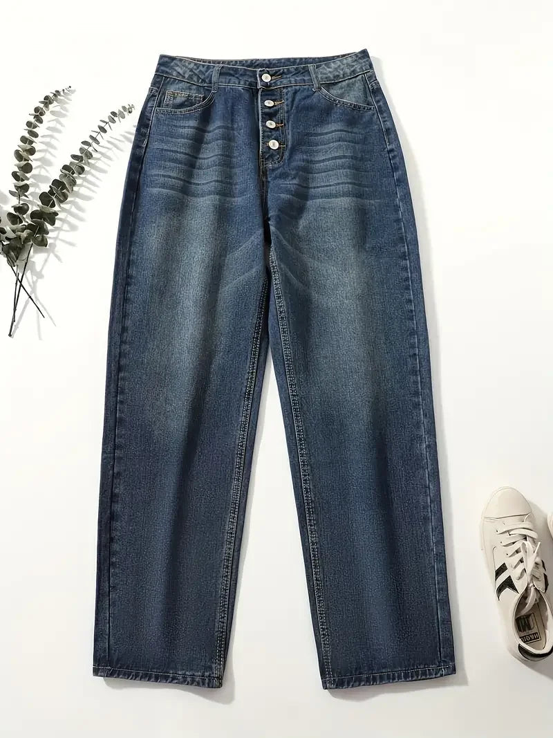 Dames Denim Jeans Hoge Taille Losse Pasvorm 3