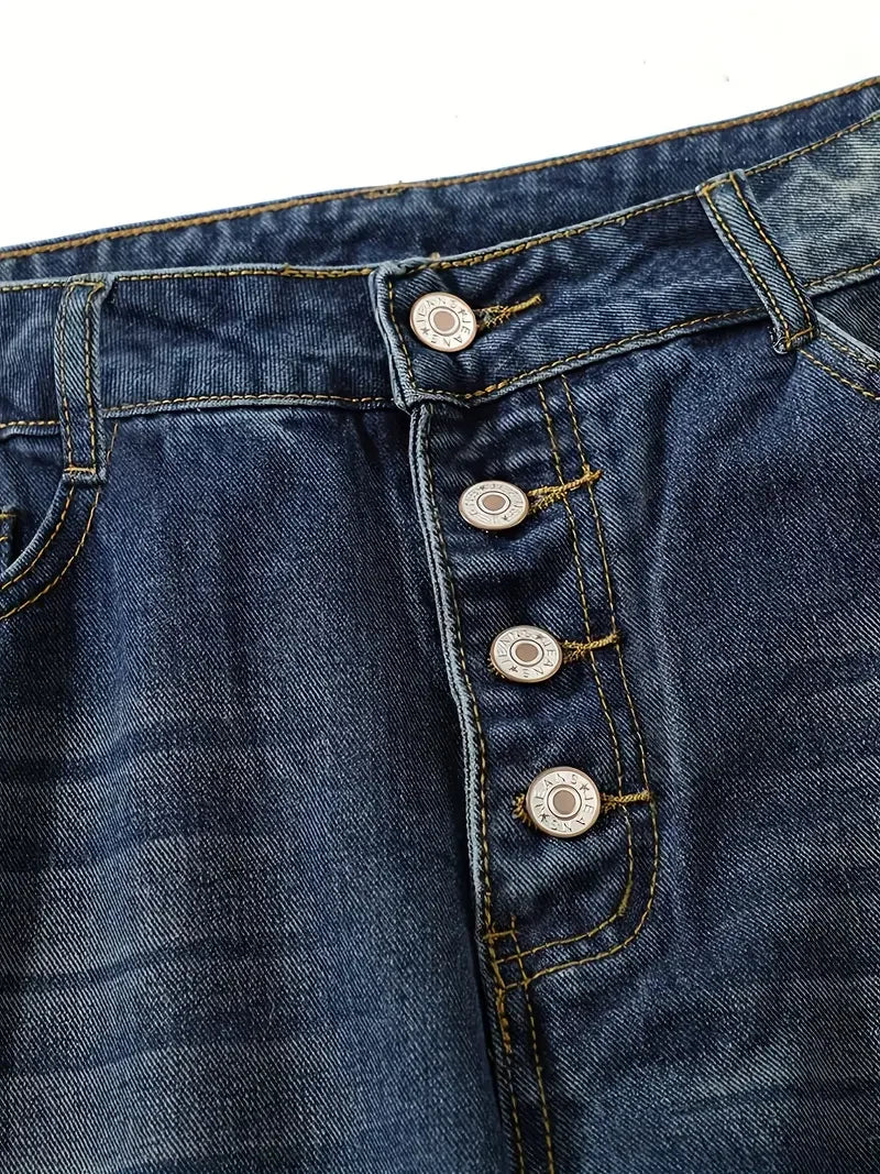 Dames Denim Jeans Hoge Taille Losse Pasvorm 5