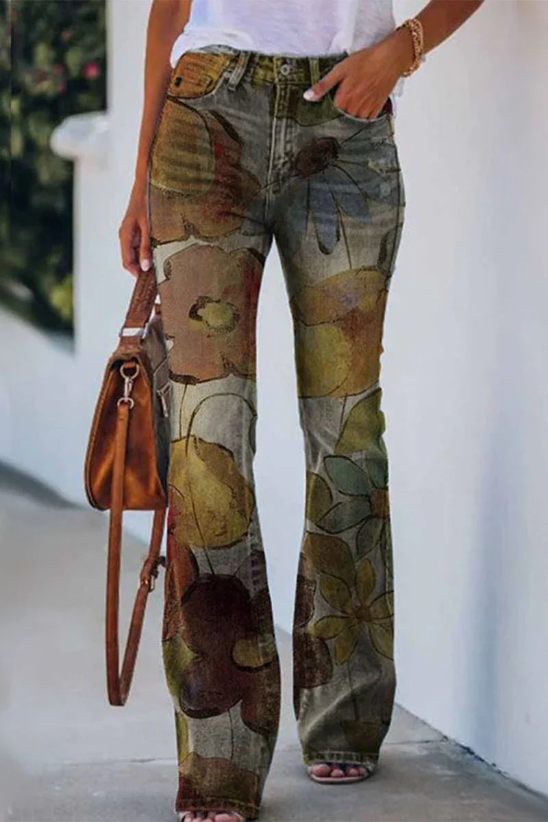 Dames Denim Jeans met Bloemenzakdetails 6