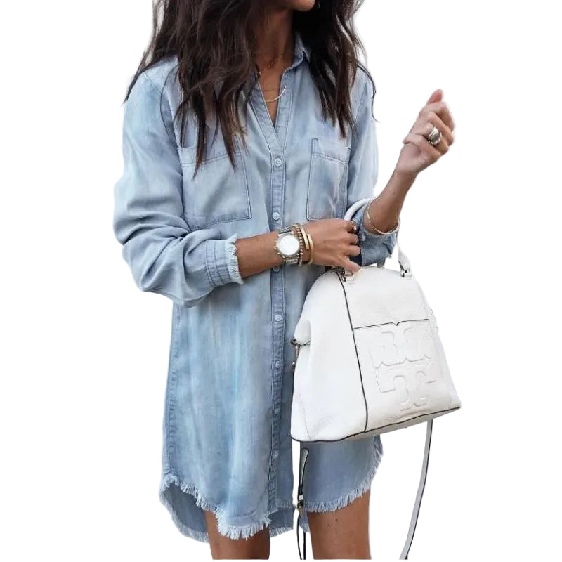 Dames Denim Jurk Klassiek 0