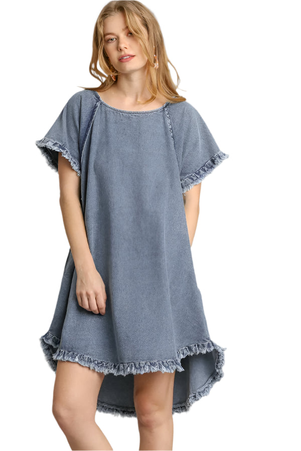 Dames Denim Jurk met Franje 0