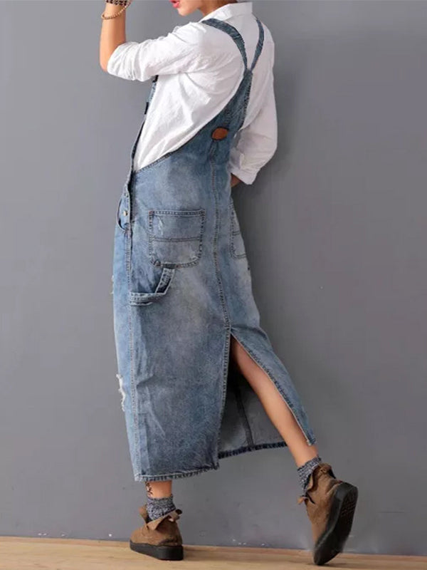 Dames Denim Latzkleid Casual Stijl 2