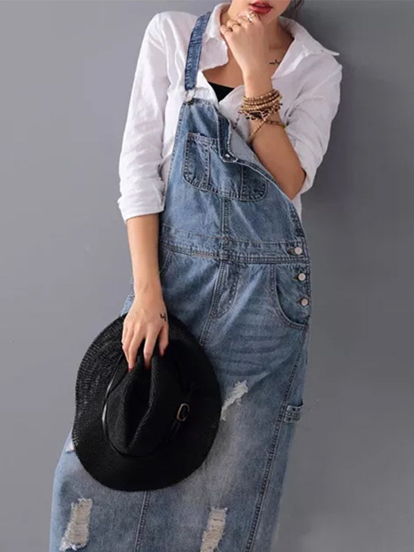 Dames Denim Latzkleid Casual Stijl 3