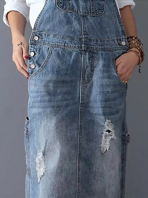 Dames Denim Latzkleid Casual Stijl 6