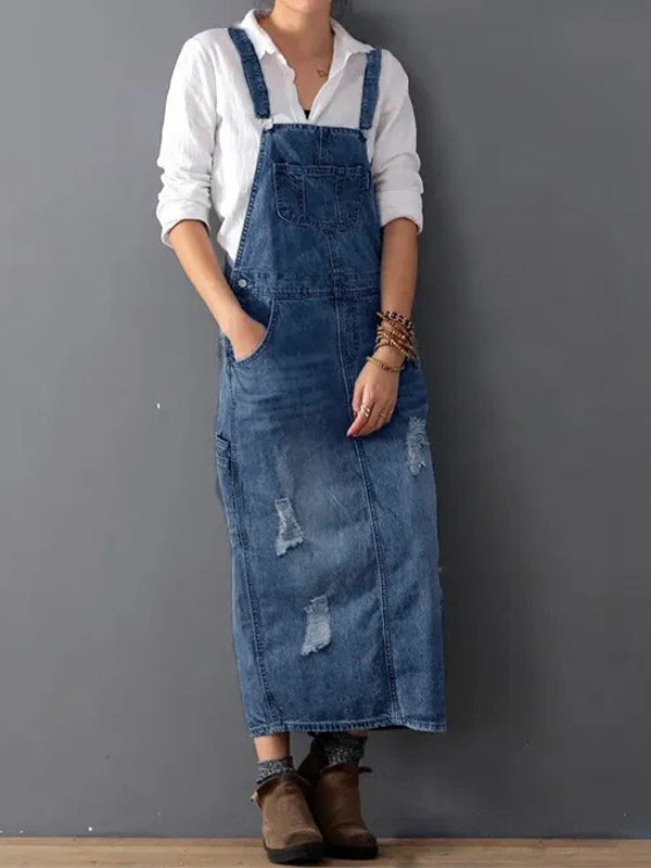 Dames Denim Latzkleid Casual Stijl 8