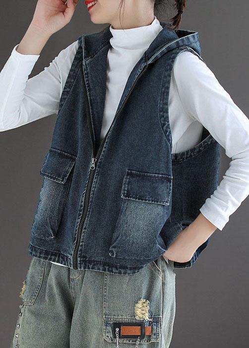 Dames Denim Mouwloze Vest met Ritszakken 2