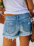 Dames Denim Shorts Ripped Fringed Casual Polyester 3