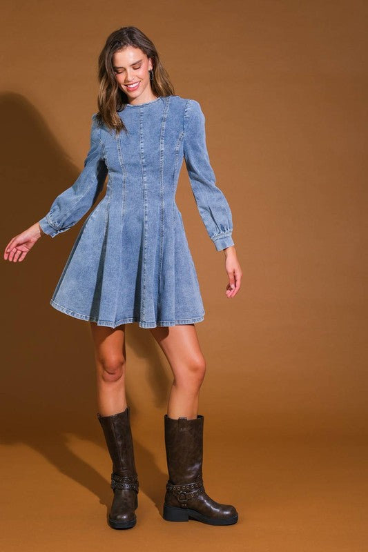Dames Denim Skater Mini Jurk 1